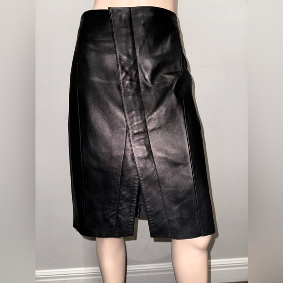 Antonio Melani Black Leather Pencil Skirt M - Picture 13 of 14